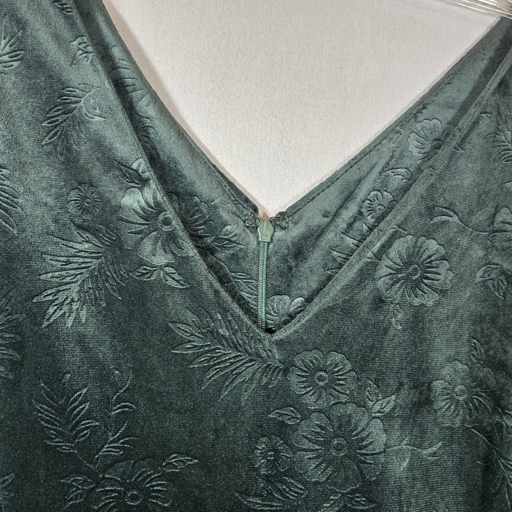 Soft Surroundings Leelah Velvet Jumpsuit Tall Med Floral Embossed Rich Green - Picture 6 of 13